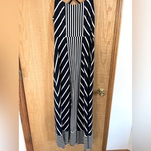 Maurices dress size large navy white stripe